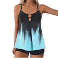 thumbnail image 2 of Tankini Sets for Women Plus Size Ring Detail Top with Boyshorts Two Piece Swimsuits Ombre Gradient Print Tummy Control Modest Bathing Suits, 2 of 6