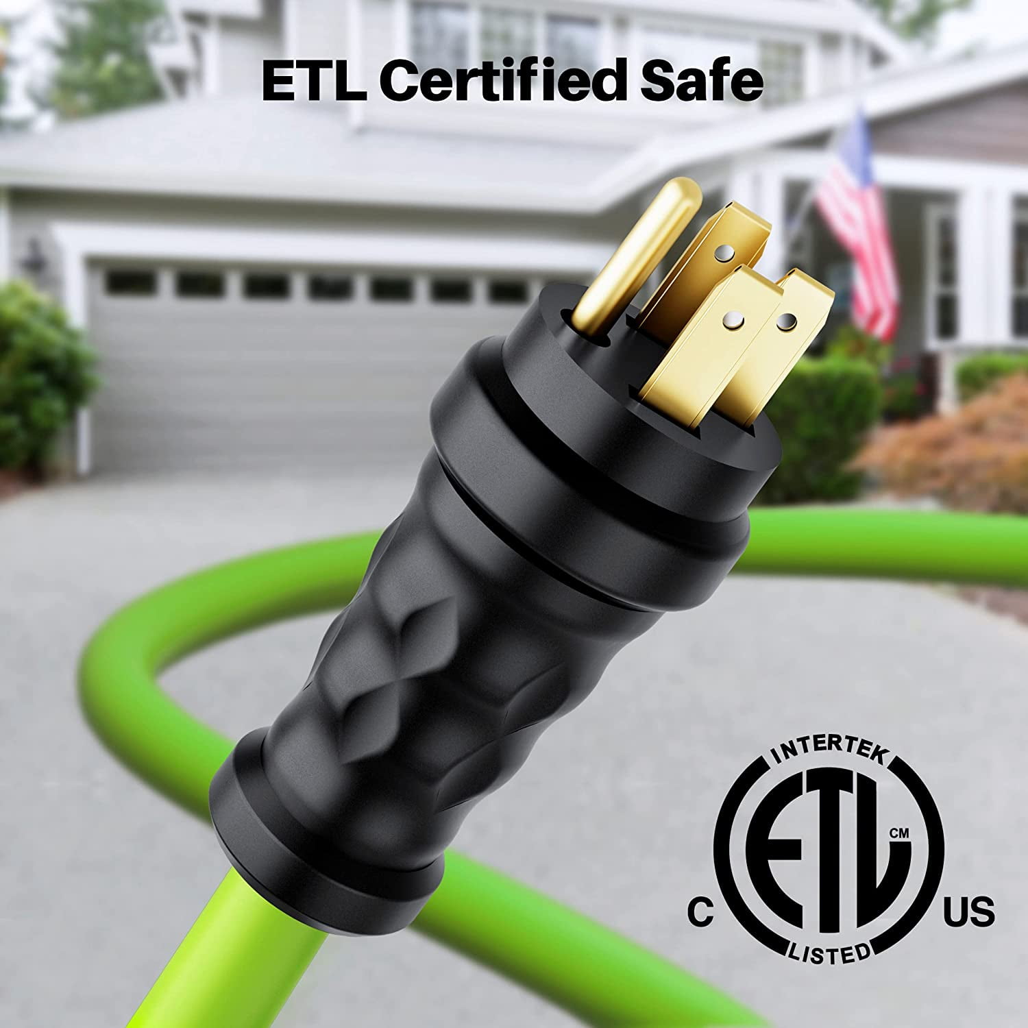GearIT 50 Amp Generator Cord Extension, Inline NEMA 14-50P to SS2-50R Twist Lock Connector STW 6/3+8/1 AWG 125/250V for 50A Power Inlet Box, RV, 10ft