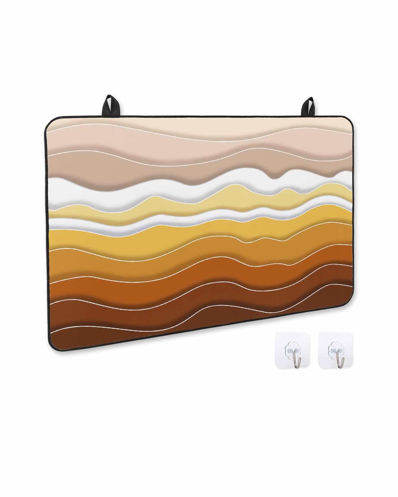 nqOlkjepod Large Induction Cooktop Protector Mat 36"x21", Burnt Orange Ombre Stripe Stove Top Covers for Electric Stove, Abstract Summer Beach Coastal Stove Burner Cover Mats, Glass Top Stove Cover
