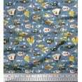 thumbnail image 1 of Soimoi Blue Cotton Cambric Fabric Fish Ocean Decor Fabric Printed Yard 56 Inch Wide, 1 of 3