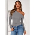 thumbnail image 2 of Remera PRETTYGARDEN Mujer Hombros Descubiertos Manga Larga Gris XL, 2 of 8