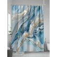thumbnail image 5 of Abstract Ocean Waves Shower Curtain, Gradient Blue Gold Sea Art Waterproof Shower Curtain Set with 12 Hooks Lightweight Washable Fabric Shower Curtains for Bathroom 72x84 Inches, 5 of 6