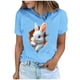 thumbnail image 2 of Tops de Cuello Alto para las Mujeres Amante Impreso Camiseta Cuello Redondo Manga Corta, Poliéster Spandex, 2 of 7