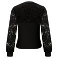 thumbnail image 6 of GigrtiJin Women Crew Neck Lace Tops Long Sleeves Patchwork Casual Blouse Fall Pullover Loose Shirts, 6 of 7