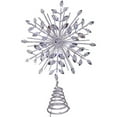 thumbnail image 4 of 11.75. Inch 18-Light Cool White Micro LED Silver Glittered Snowflake Treetopper, 4 of 8