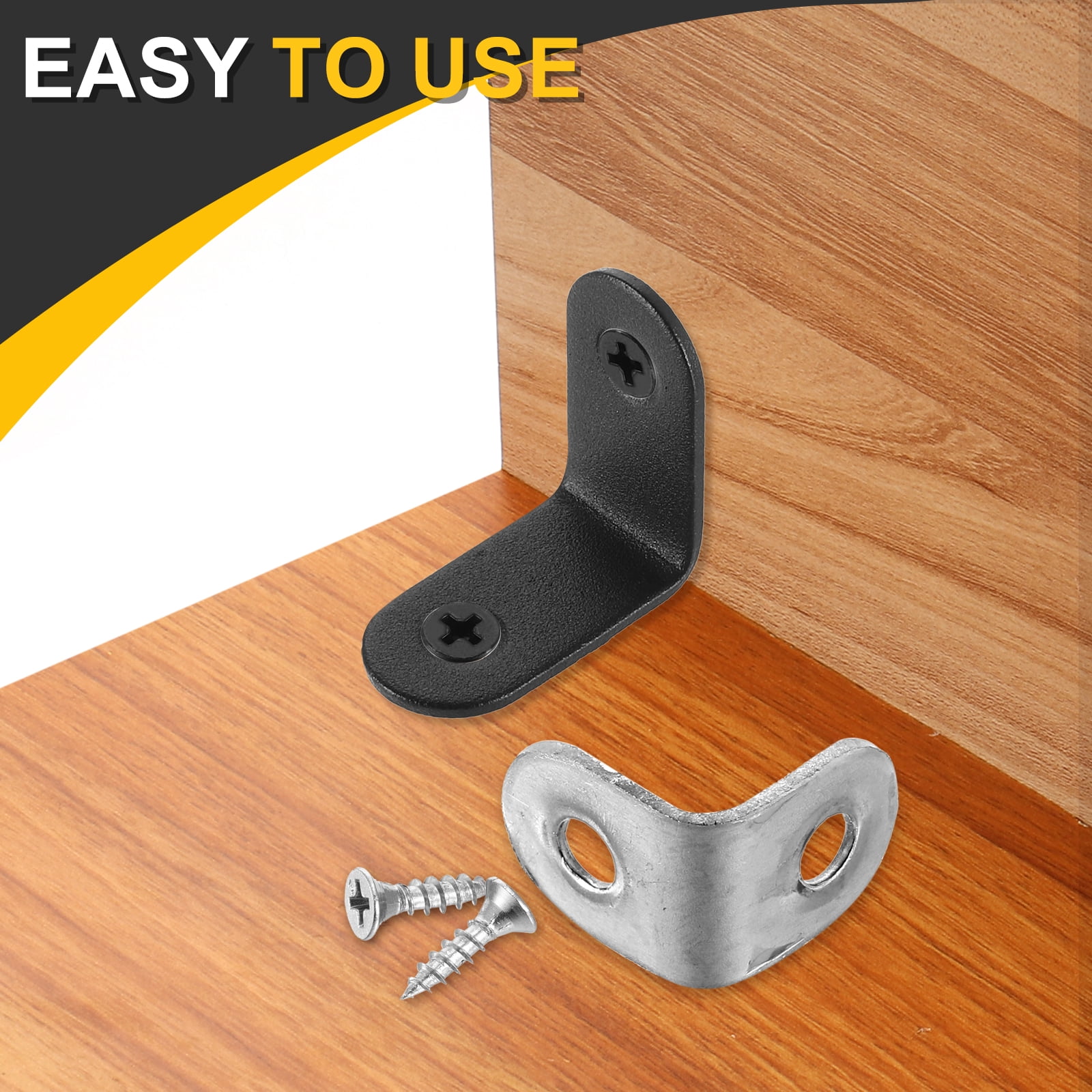 24Pcs L-Shaped Brackets Corner Brace, 1.57"x1.57"x0.59" Corner Bracket Shelf Bracket Right Angle Brackets for Wood Shelves Furniture (40x40x15mm, Silver)