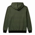 thumbnail image 6 of Men's Striped Henley Hoodie, Long Sleeve Button Placket Drawstring Pullover Hooded Sweatshirt, 6 of 7