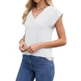 thumbnail image 3 of UVN Summer Shirts for Women V Neck Cap Sleeve Blouses Business Casual Womens Work Tops, 3 of 8