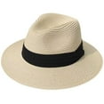 thumbnail image 2 of SkyAuks Womens Straw Hat with Hat Clip, Packable Protection UV Straw Hats, Wide Brim Panama Roll up Cap, Travel Classic Manhattan Caps, Beige, 2 of 8