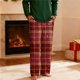 thumbnail image 4 of Pantalones de pijama largos para hombre, informales, con estampado a cuadros, holgados, deportivos, elásticos, rectos, vintage, con bolsillos, 4 of 9
