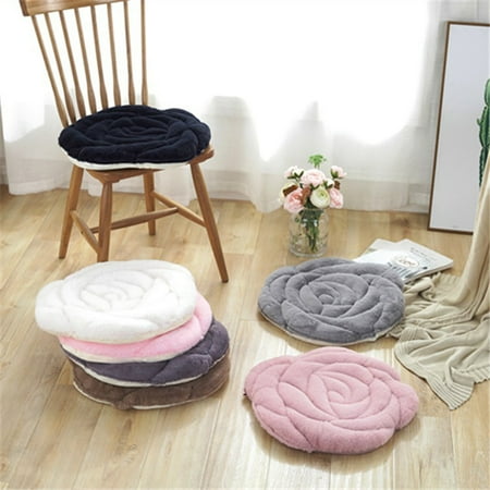 

Ludlz Seat Cushion Keep Warm Thickened Super Soft Anti-slip Granule Hip Protective Round Rose Shape Plush Chair Tatami Cushion Household Supplies