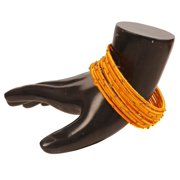 Sunsoul By Touchstone Silk Thread Bangle Collection Indian Bollywood Handcrafted Faux Silk Thread Exotic Look with Golden Beads Turmeric Designer Bangle Bracelets Set of 12 For Women.