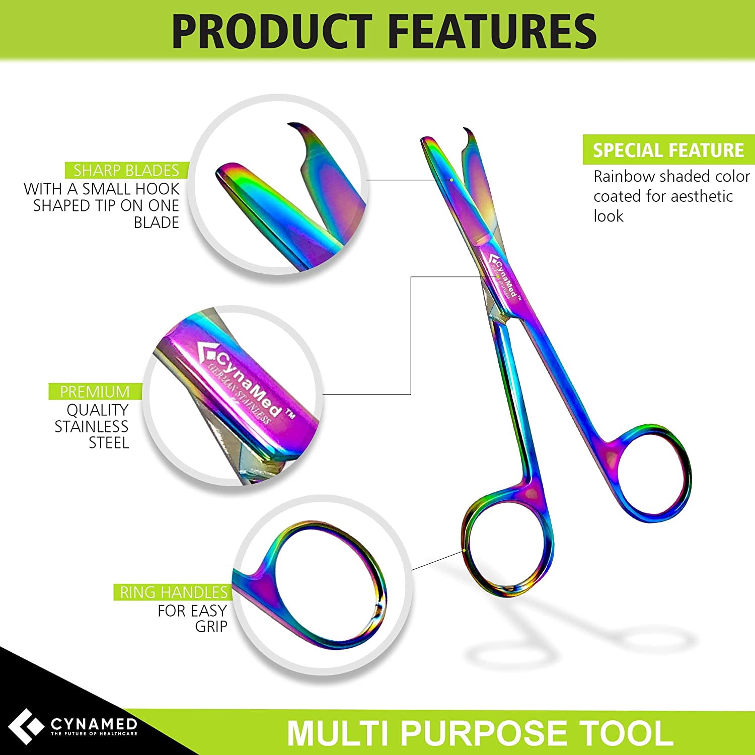 Set of 4 4.5 in. Stitch Scissors with Multicolor/Rainbow Titanium Coating