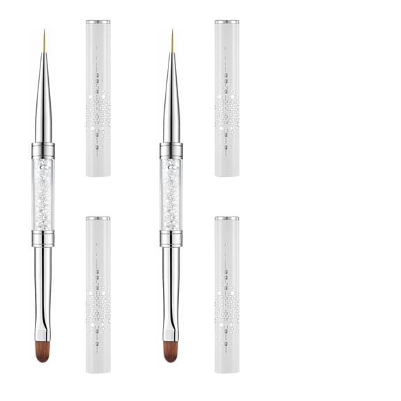 ACDANC 2 Pcs Builder Gel Brushes,Dual Ended Hard Gel Brushes for Nails,French Tip Brush Liner Nail Builder Brush for Design Professional Nail Art