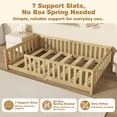 thumbnail image 6 of Sesslife Twin Montessori Floor Bed, Wood Twin Size Floor Bed Frame with Safety Guardrails and Slats, Low Profile Toddler Bed for Kids Boys and Girls, No Box Spring Needed, Natural, 6 of 9