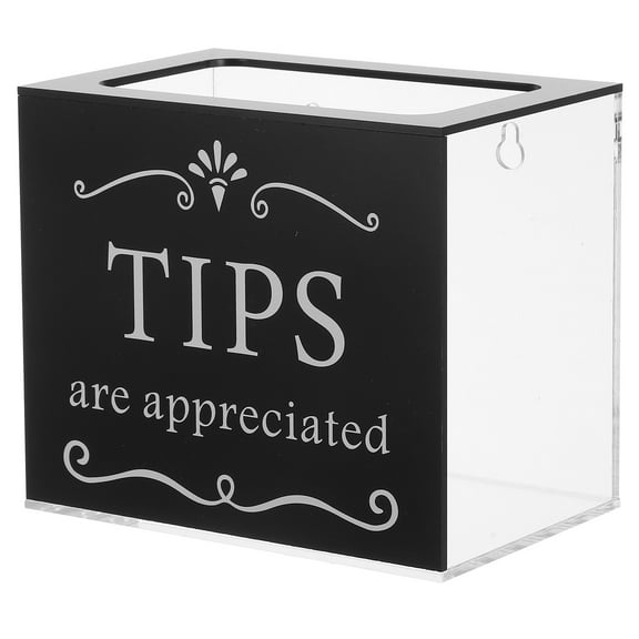 MLINS Black Acrylic Donation Jar Tip Box with for Restaurants and Shops 12.5 x 6 x 6 inches
