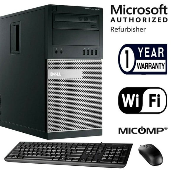Dell Optiplex 7010 3.2Ghz Tower Computer PC I5-3470 Quad Core 16GB 256GB SSD DVRW WiFi Windows 10 (Used) 1 Year Warranty