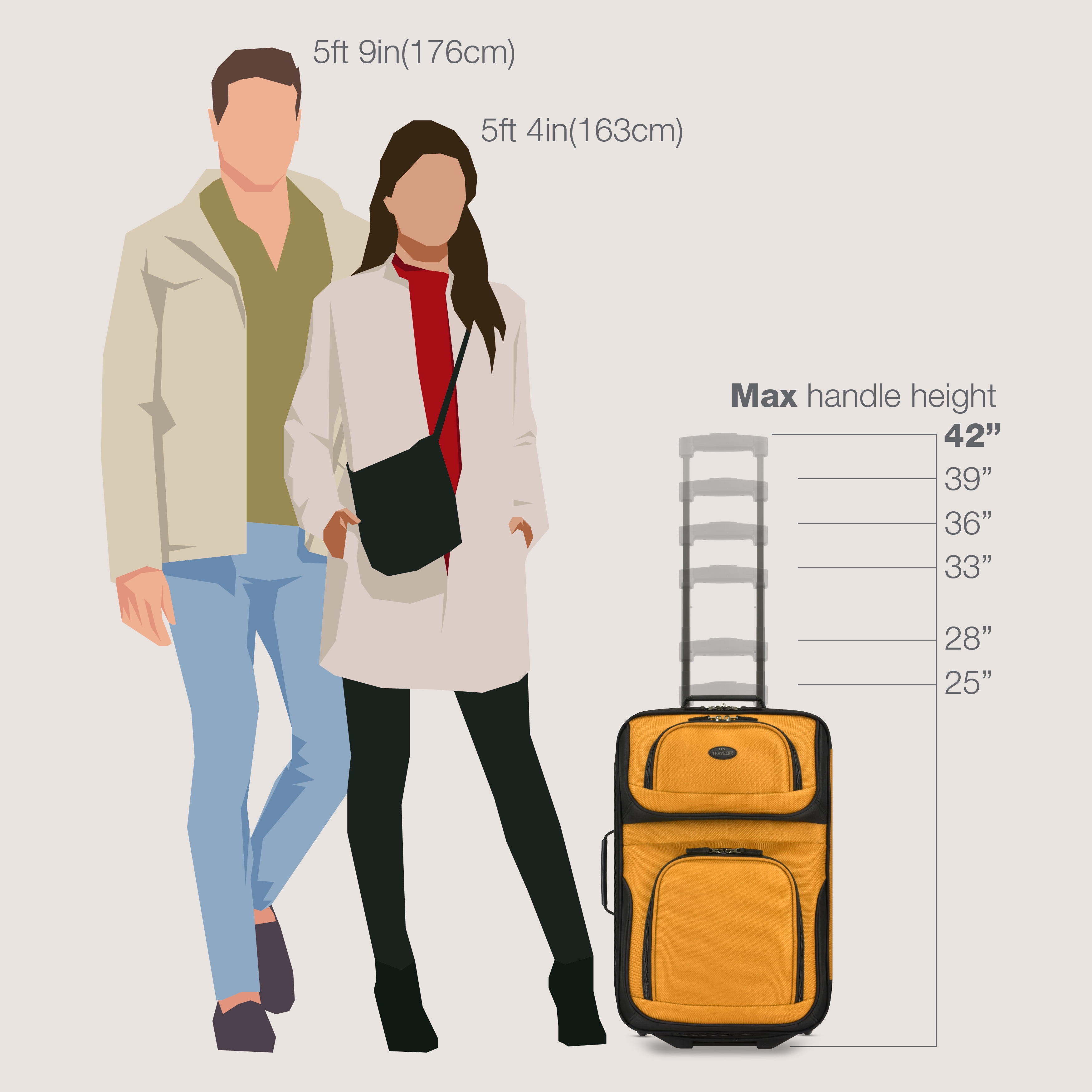 U.S. Traveler Rio Rugged Fabric Expandable Carry-on Luggage, 2 Wheel Rolling Suitcase, Orange, 2-Piece