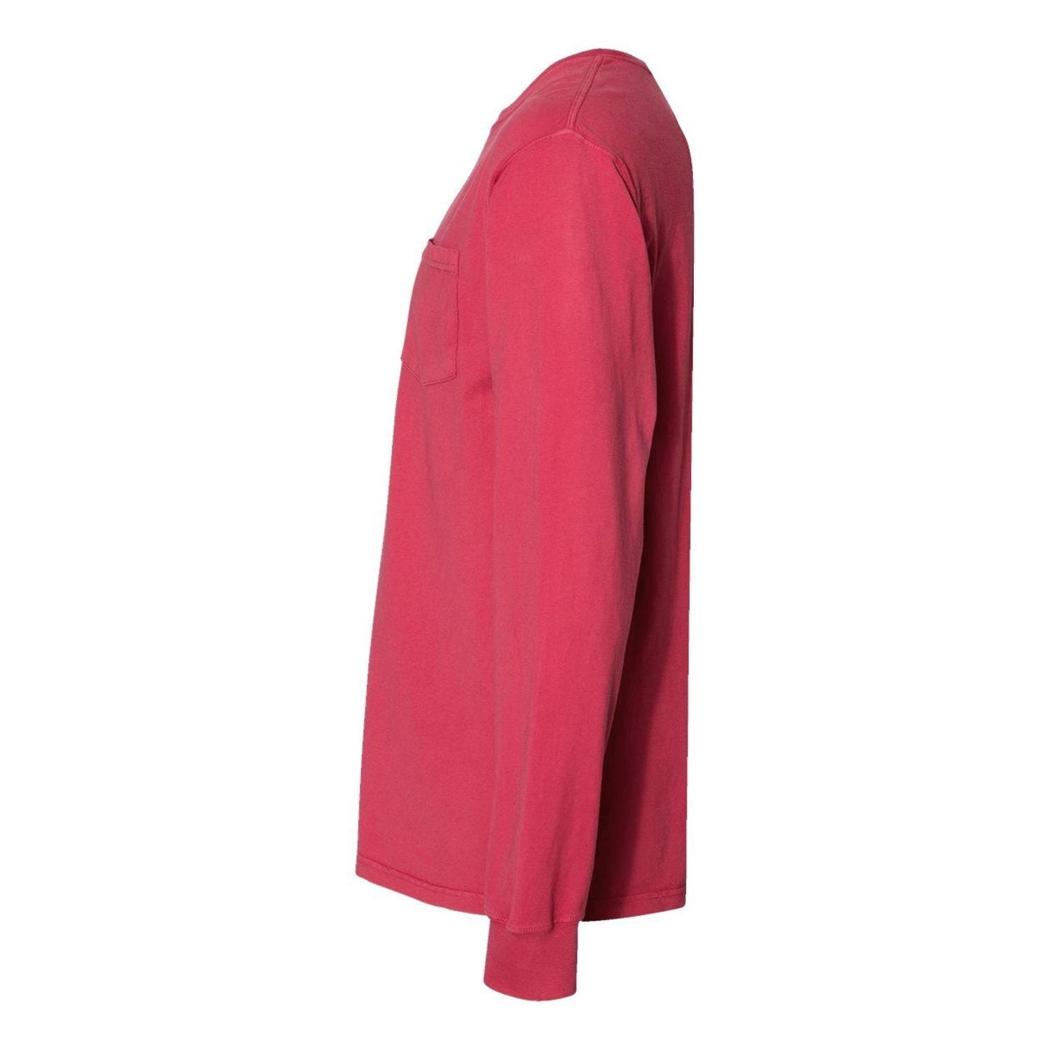 Hanes Unisex Garment Dyed Long Sleeve Pocket T-Shirt Crimson Fall L