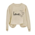thumbnail image 3 of Sudadera Penkiiy Valentine para mujer: lindas camisetas del día de San Valentín Love Heart Graphic Print Suéter de manga larga Tops XL Kaki, 3 of 4