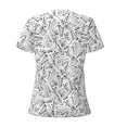 thumbnail image 5 of Wukai Black White Music Casual V-Neck Graphic Tees for Women: Lightweight and Breathable Summer Tops with Stylish Design-Medium, 5 of 8