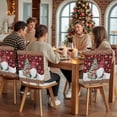 thumbnail image 5 of Christmas Chair Covers Set of 4 Xmas Dwarfs Pine Tree Snowflakes Plaid Wood Grain Chair Back Covers Stretch Removable Washable Slipcovers Protector for Dining Room Kitchen Party Decor, 5 of 5