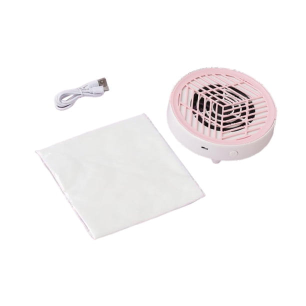 Aspiradora eléctrica para uñas, potente aspiradora portátil con ventilador y orificios de ventilación para hoteles, exteriores, hogares y viajes. Rosa blanco
