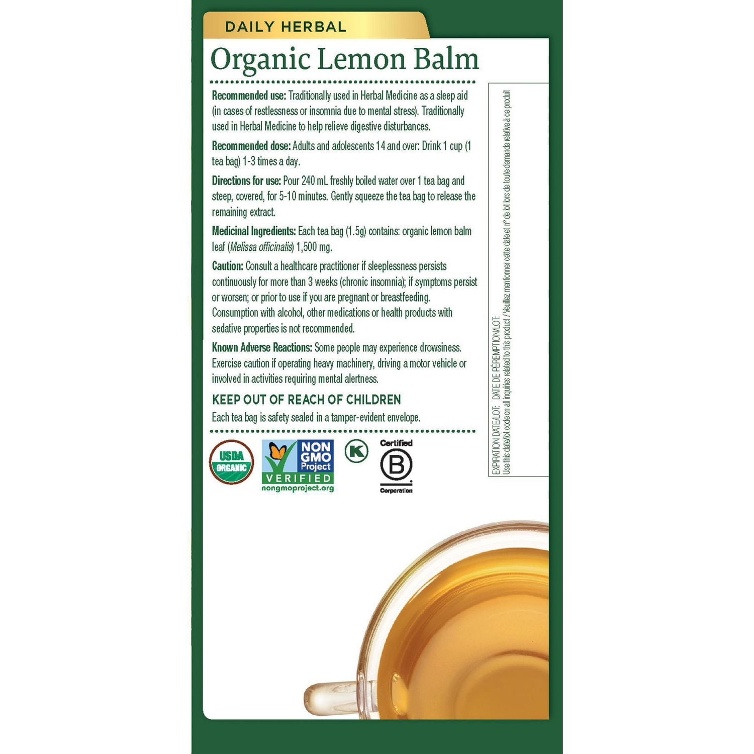 Traditional Medicinals Organic Lemon Balm