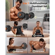 FED Adjustable Dumbbells, 70lbs Free Weight Set with Connector, 5 in1 Dumbbells Set Used as Barbell, Kettlebells, Push up Stand, Weight Plate, Fitness Exercises for Home Gym Suitable Men/Women