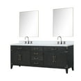 thumbnail image 2 of Laurel 84 in W Black Oak Double Vanity, Carrara Marble Top, Faucet Set, & 36 in Mirrors, 2 of 9