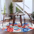 thumbnail image 4 of Independence Day Daisy Washable Round Area Rug 8 ft, Red Blue American Flag Flower Balloon Blue Plaid, Soft Non Slip Rugs Stain Repellent Indoor Felt Carpet for Living Dining Room Bedroom Home Office, 4 of 9