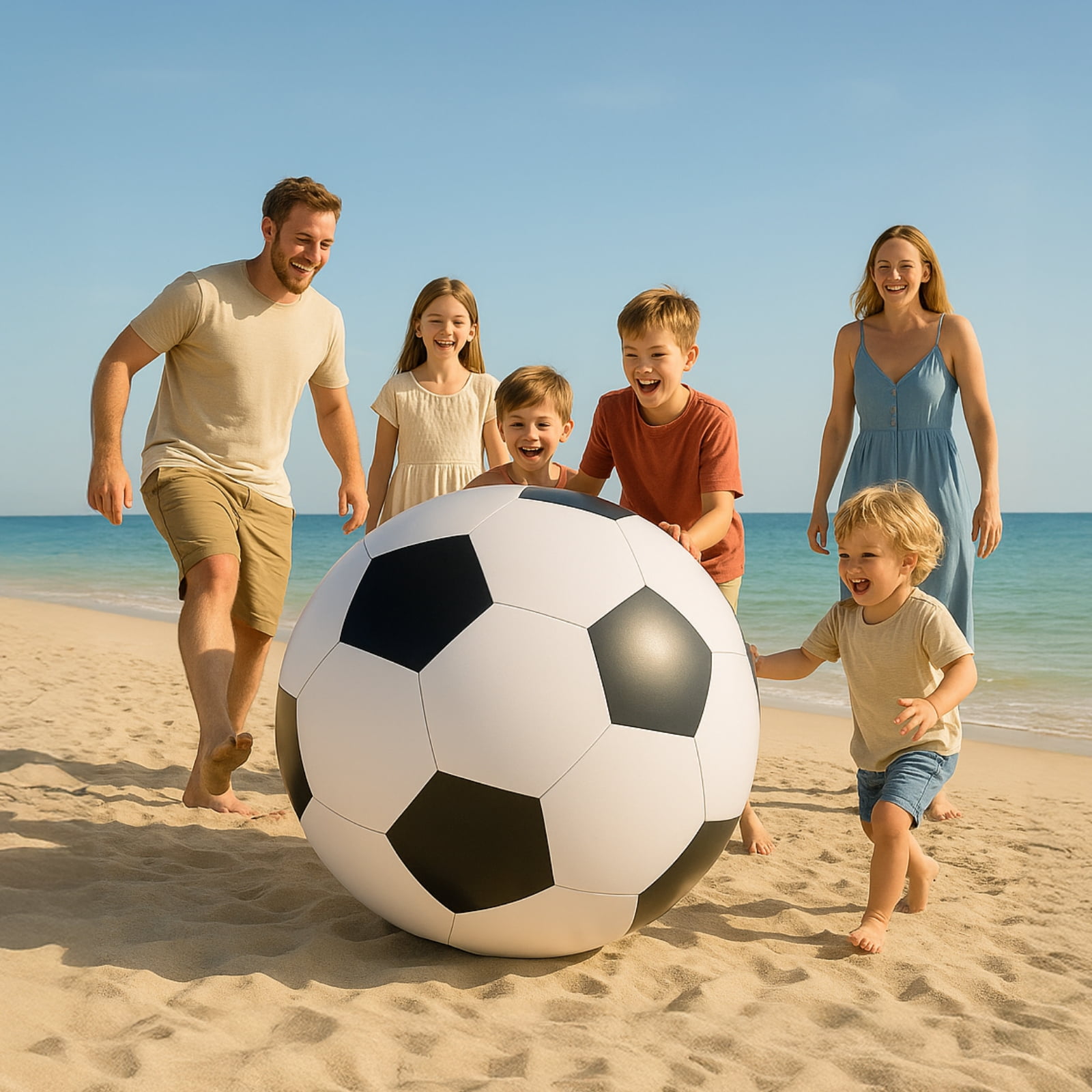 Giant Inflatable Beach Soccer Ball, Black & White, 59 in (150 cm), Long-Lasting PVC for Outdoor Fun, Ideal for Schools, Parties, and Sports Events