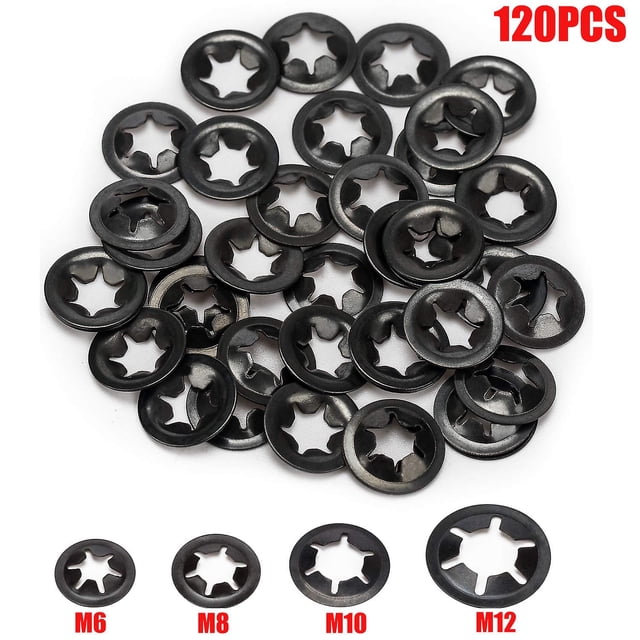 120 Uds M6/m8/m10/m12 arandela Starlock de Metal arandela de bloqueo a presión tuerca de estrella Kit surtido LingWen 8390606995759