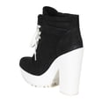 thumbnail image 3 of Qupid CB98 Women Suede Perforated Lace Up Lug Sole Chunky Heel Platform Sneaker Bootie, 3 of 6