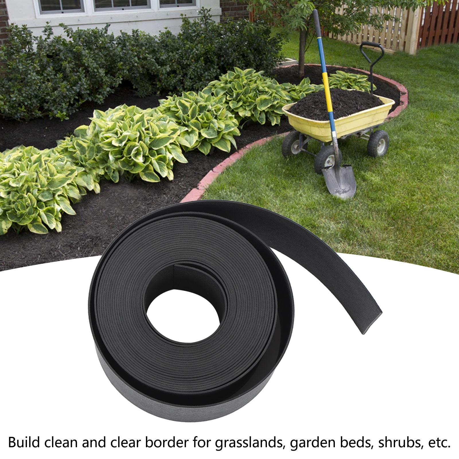 BIMZUC 32.8ft Landscape Edging PE Garden Border Black 4.72in Width Flexible Lawn Edging for Flower Beds and Pathways (10m / 32.81ft)