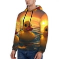 thumbnail image 3 of Picia Cartoon Swimming Yellow Duck Pattern Casual Men's Hoodie - Lightweight Hooded Sweatshirt with Kangaroo Pocket, Comfortable Pullover for Everyday, Travel-Small, 3 of 7