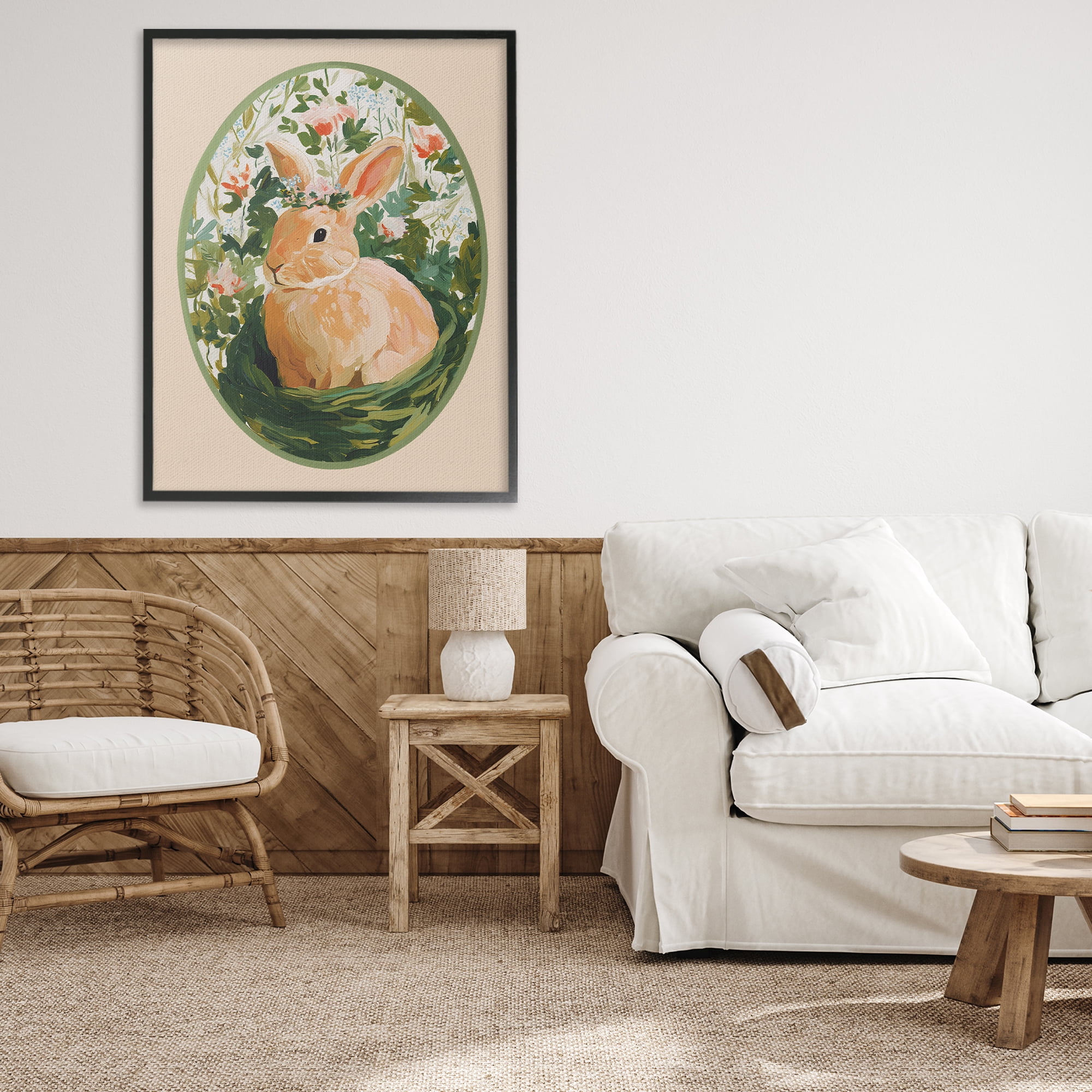 Stupell Industries Bloom Nest Bunny Black Framed Giclee Art, design by Yen