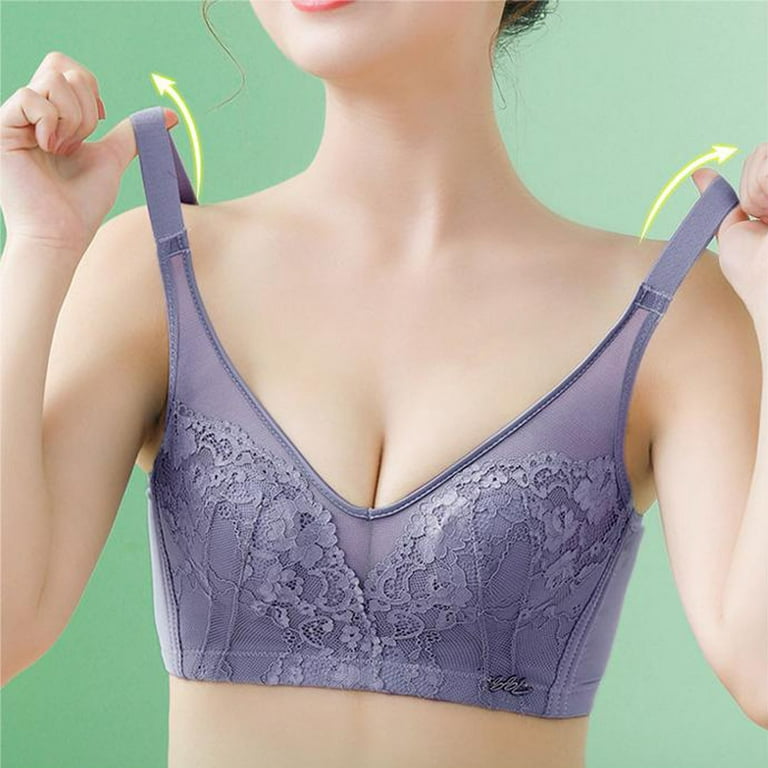 Brglopf Comfort Wireless Lace Bralette for Women, Light Padded Bra,Wire  Free Brasieres Push Up Full Coverage Everyday Underwear