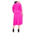thumbnail image 2 of JBS LIMITED Womens Pink Rhinestone Sheer Pullover Tie Belt Cutout Darted 3/4 Sleeve V Neck Midi Cocktail Fit + Flare Dress Plus 2X, 2 of 4