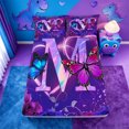 thumbnail image 5 of meiyoeat 3D Cartoon Neon Monogrammed M Bed SheetsVintage Botanical Flower Full Size Sheets For Girl,4 Pieces,1 Flat Sheet,1 Fitted Sheet and 2 Pillowcases, 5 of 6
