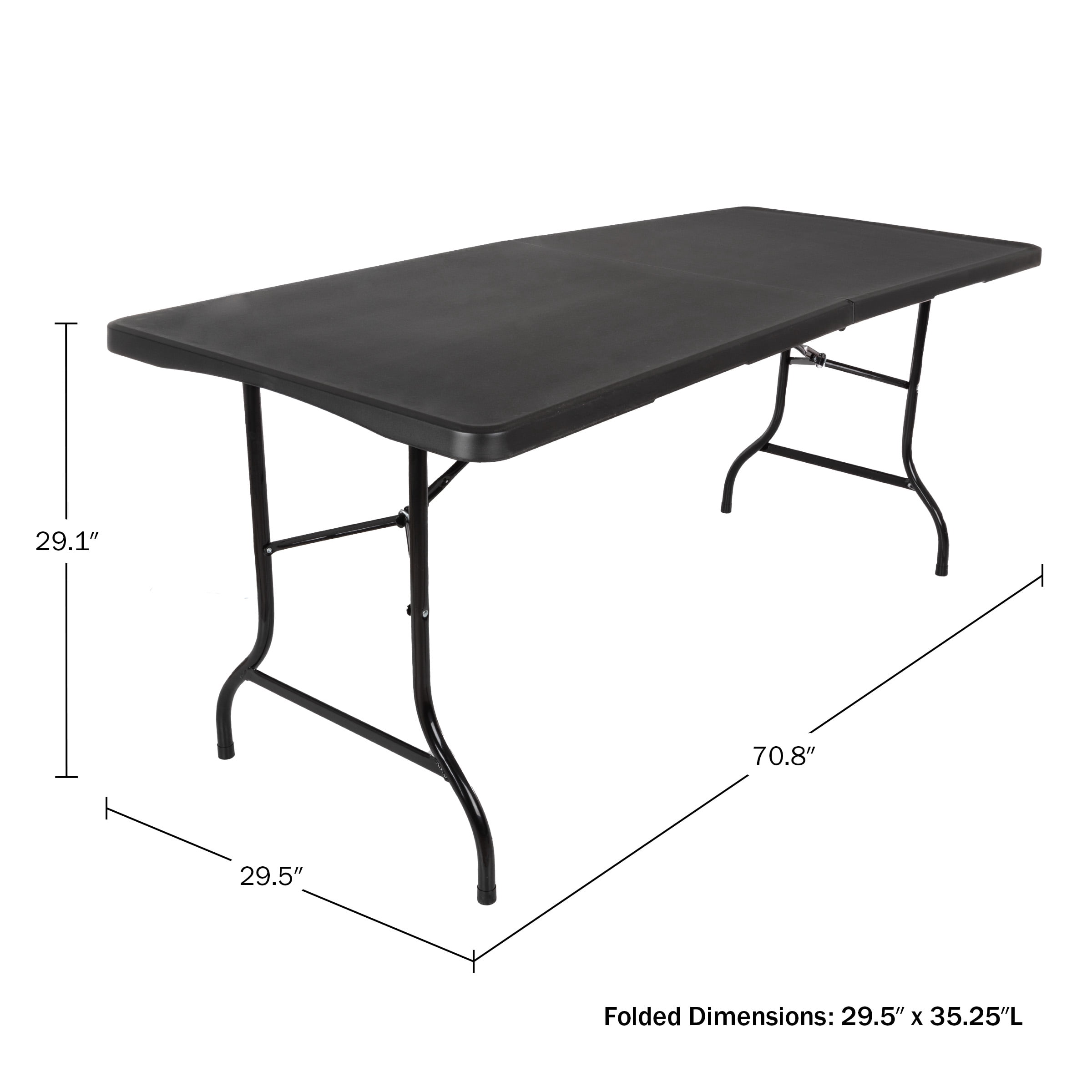 Everyday Home Set of 2, 6-foot-Long Folding Tables for Parties, Dining, and More, Black