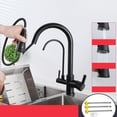 thumbnail image 2 of Kitchen Faucets 3 Way Pull Out Brass Swivel Hot Water and Cold Water Water Purifier Faucet-Black, 2 of 2
