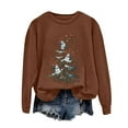 thumbnail image 5 of larppty Christmas Sweatshirt Women Cute Xmas Tree Snowman Print Graphic Pullover Sweater Winter Tops Party Casual Crewneck Clothes （Brown, L）, 5 of 6