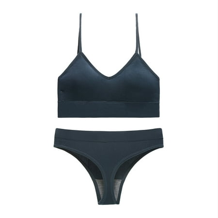 TMOYZQ Women s Two Piece Seamless Bra And Panty Sets Soft Breathable Sports Bra Workout High Waist Panties Briefs No Padding Underwear Sets