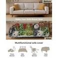 thumbnail image 3 of Christmas Red Sofa Covers for 3 Cushion, Washable Couch Cover for Sectional Sofa Slipcovers with Tassel, Winter Snowmen Snowflake Xmas Tree Loveseat Covers Futon Cover Blanket 71''x118'', 3 of 8