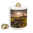 thumbnail image 2 of Country Home Piggy Bank, Old Abandoned Rural House Floral Meadow Idyllic Village Pastoral Landscape, Ceramic Coin Bank Money Box for Cash Saving, 3.6" X 3.2", Multicolor, by Ambesonne, 2 of 4