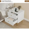 thumbnail image 5 of FURNIWAY White 25" Nightstand with 2 Drawers Gold Legs Modern Bedside Table for Bedroom, 5 of 7