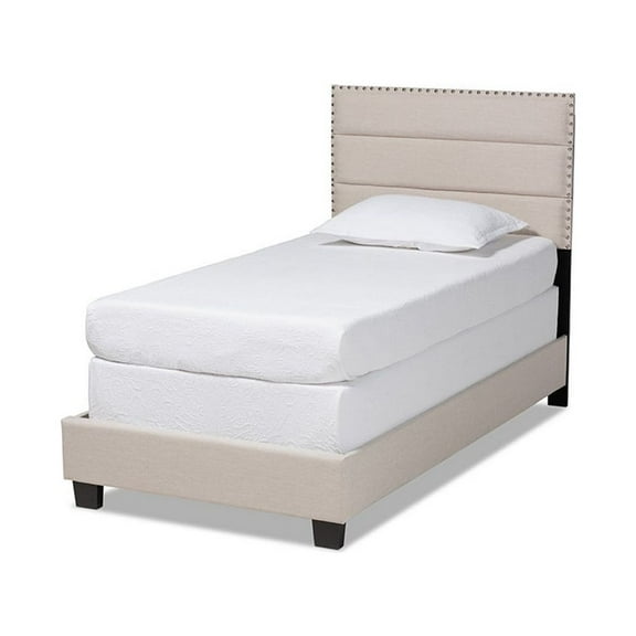 Baxton Studio Ansa Modern and Contemporary Beige Fabric Upholstered Twin Size Bed