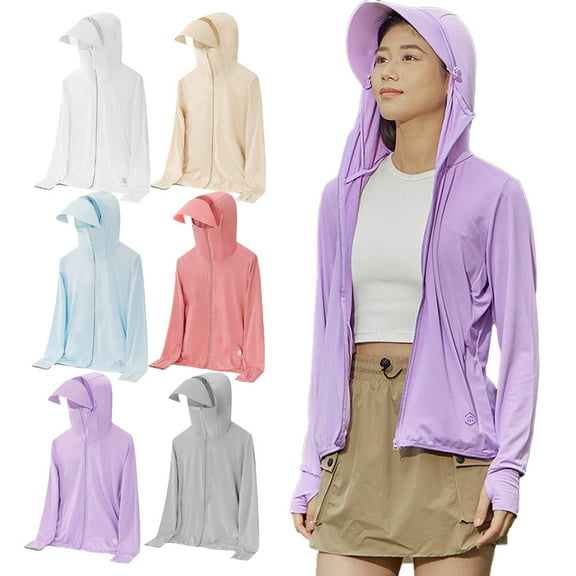 HAOYUNL Women's UPF 50 UV Sun Protection Clothing Sun Shirt for Women Long Sleeve Athletic Hiking Shirts Lightweight Zip Up Outdoor Jacket M-5XL