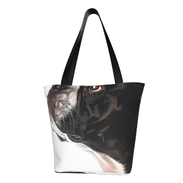 Balery Black And White Boston Terrier Bolsa de Hombro con Diseño, Bolsa Grande y Duradera, Bolsa Versátil para Compras